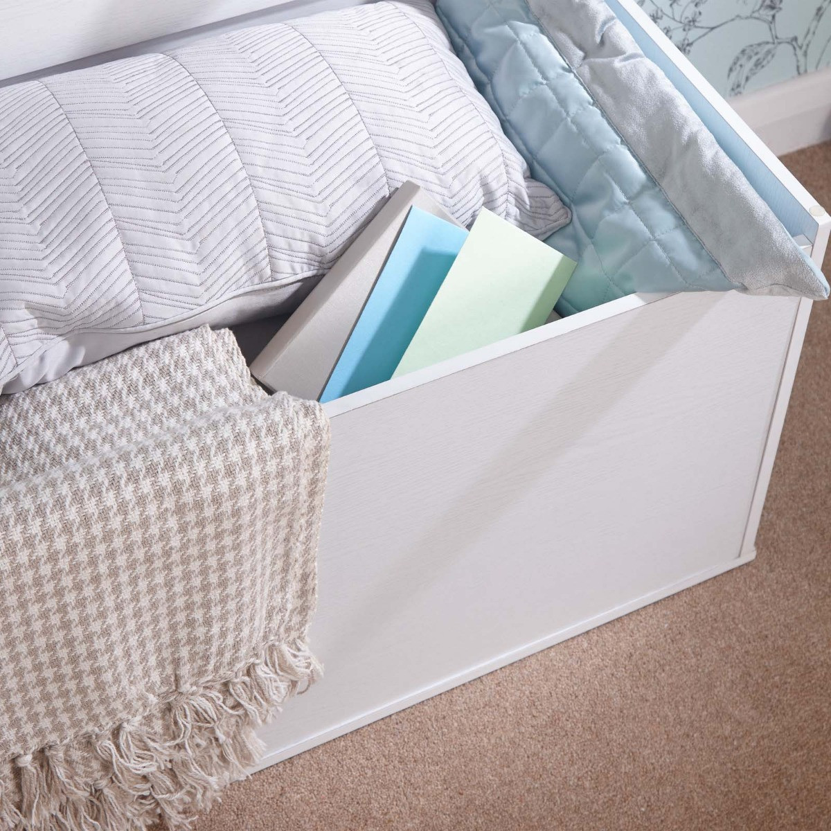 Panama Ottoman Storage Box - White>