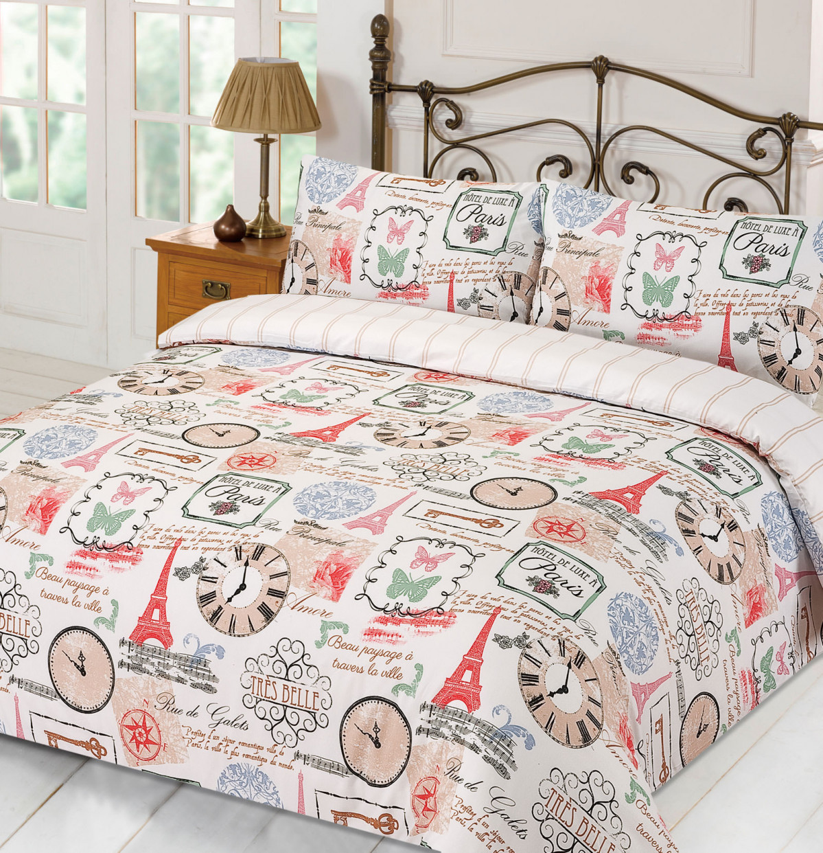 OHS Parisian Duvet Cover Set, Pink - Single>