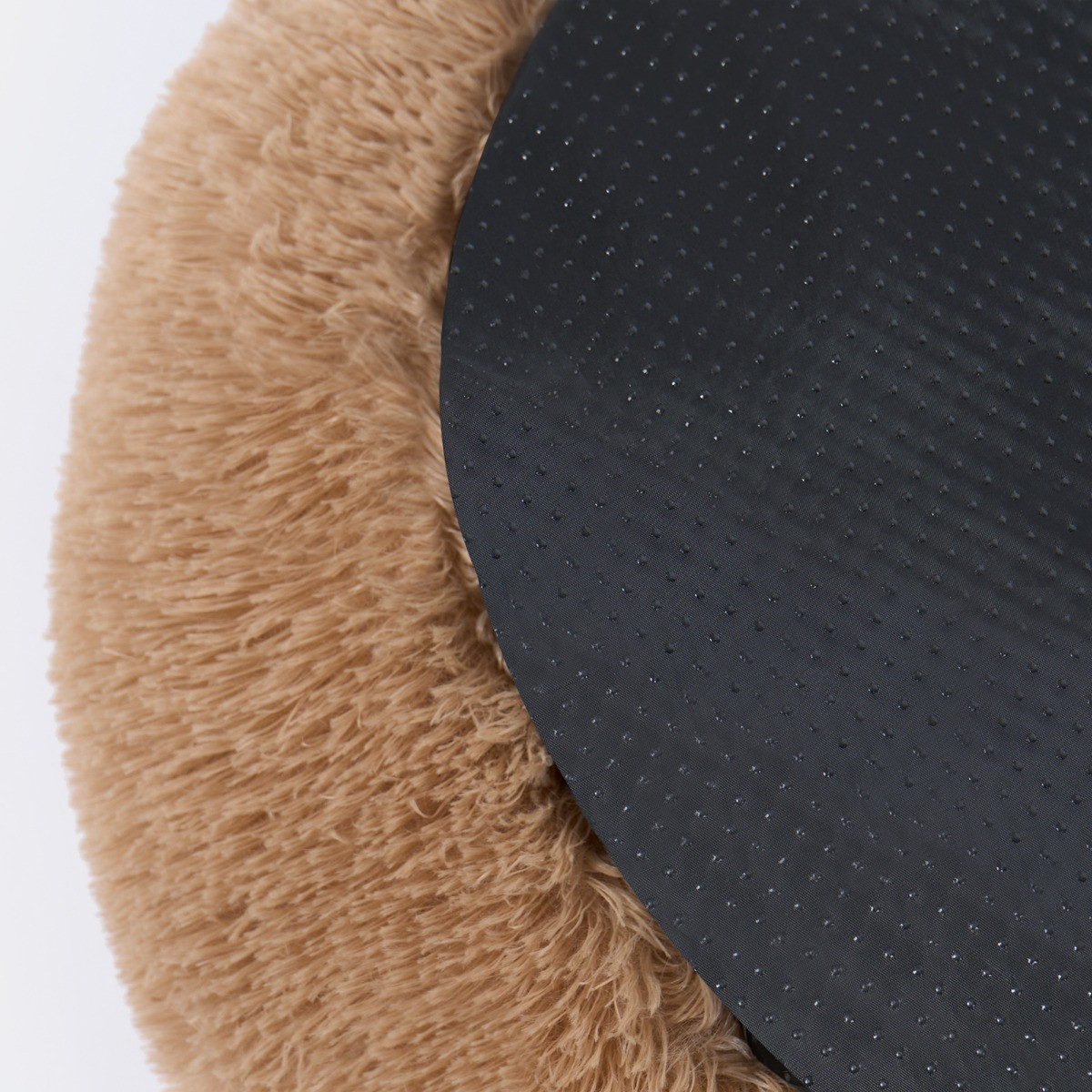OHS Fluffy Round Calming Pet Bed, Natural - Medium>