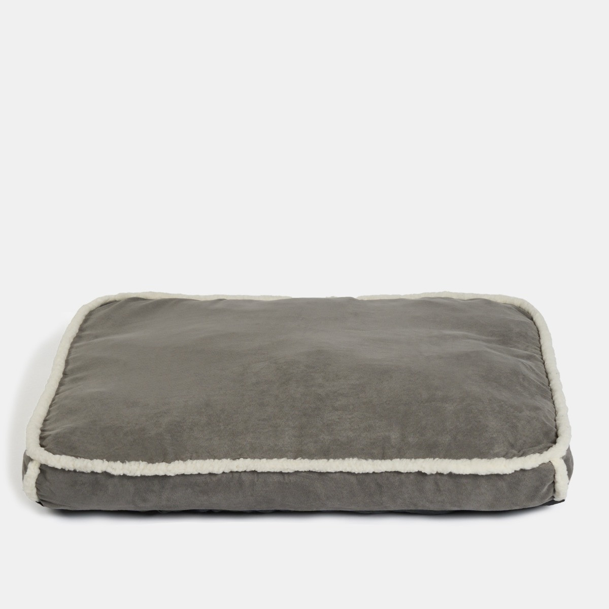 OHS Rectangular Sherpa Bind Mat Pet Bed, Grey/White - Large>