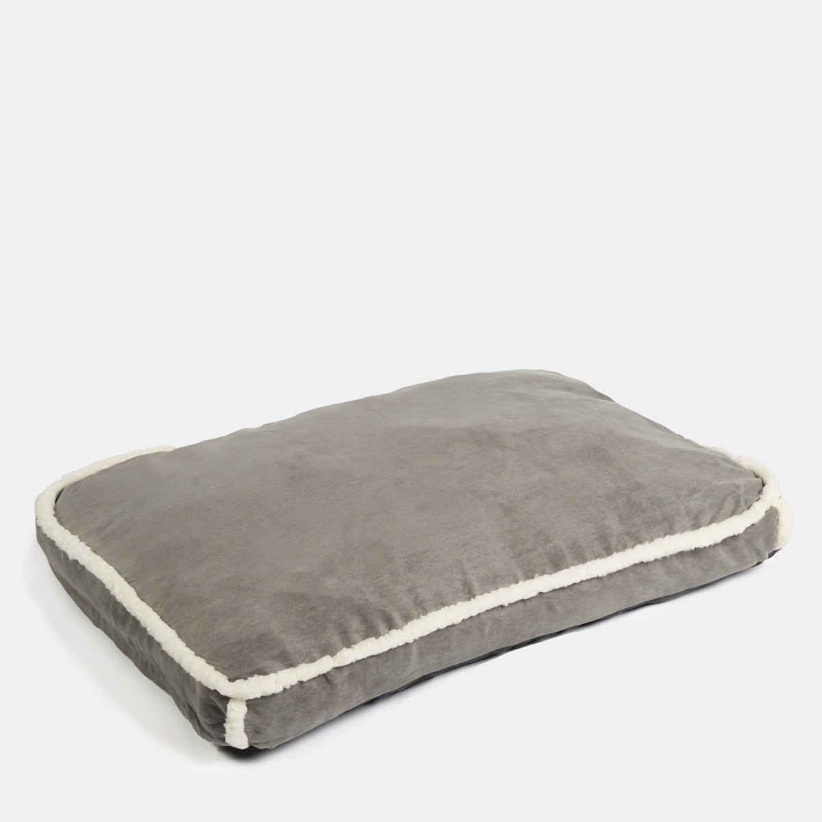 OHS Rectangular Sherpa Bind Mat Pet Bed, Grey/White - Large>