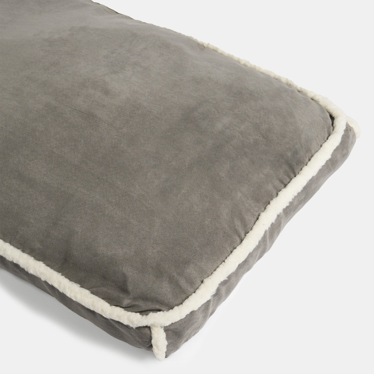 OHS Rectangular Sherpa Bind Mat Pet Bed, Grey/White - Large>