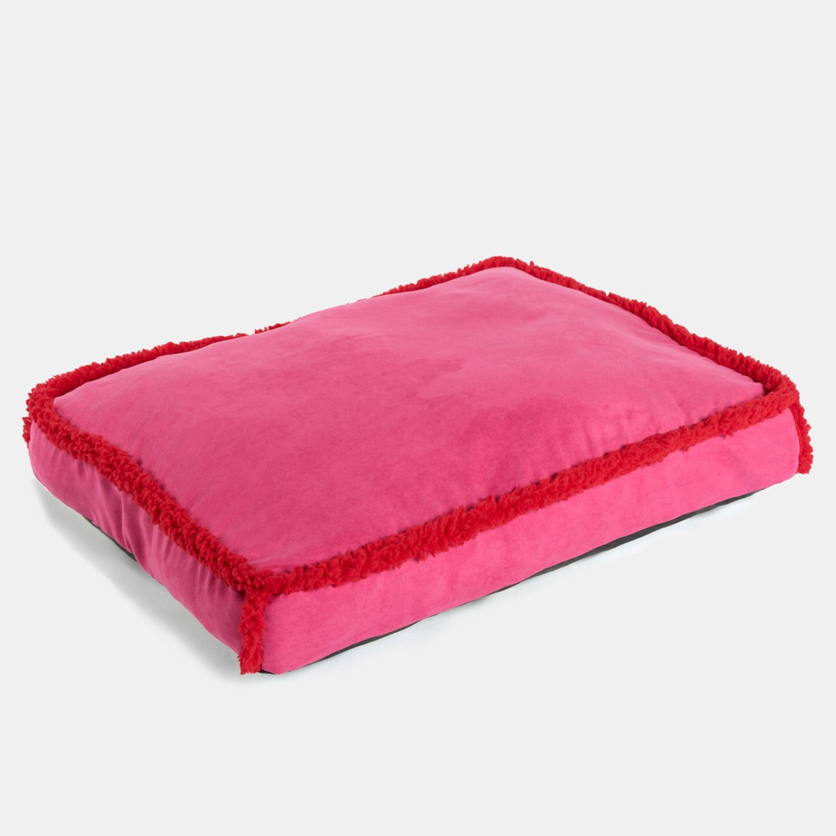 OHS Sherpa Binded Rectangle Pet Mat - Pink/Red>