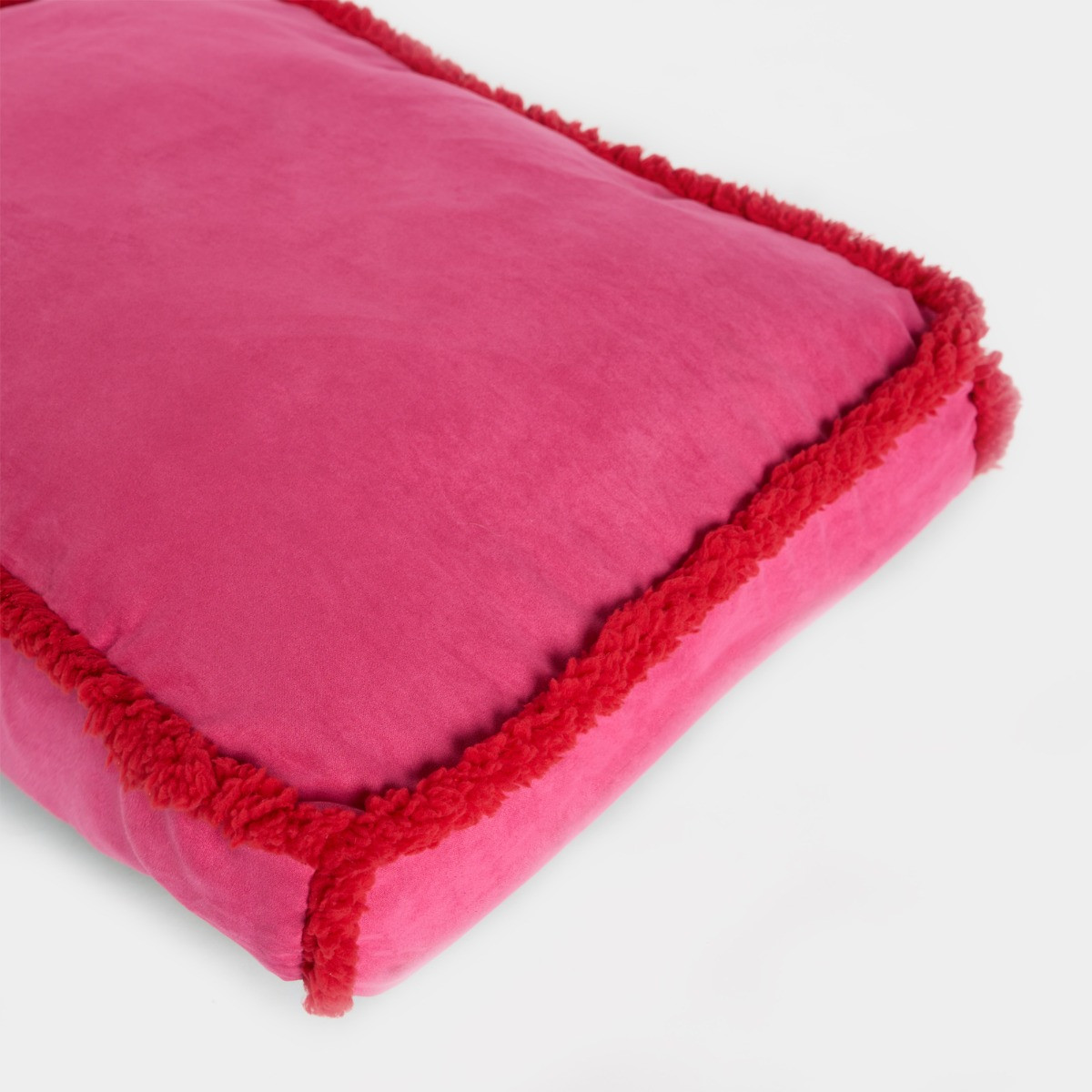 OHS Sherpa Binded Rectangle Pet Mat, Pink/Red - Medium>