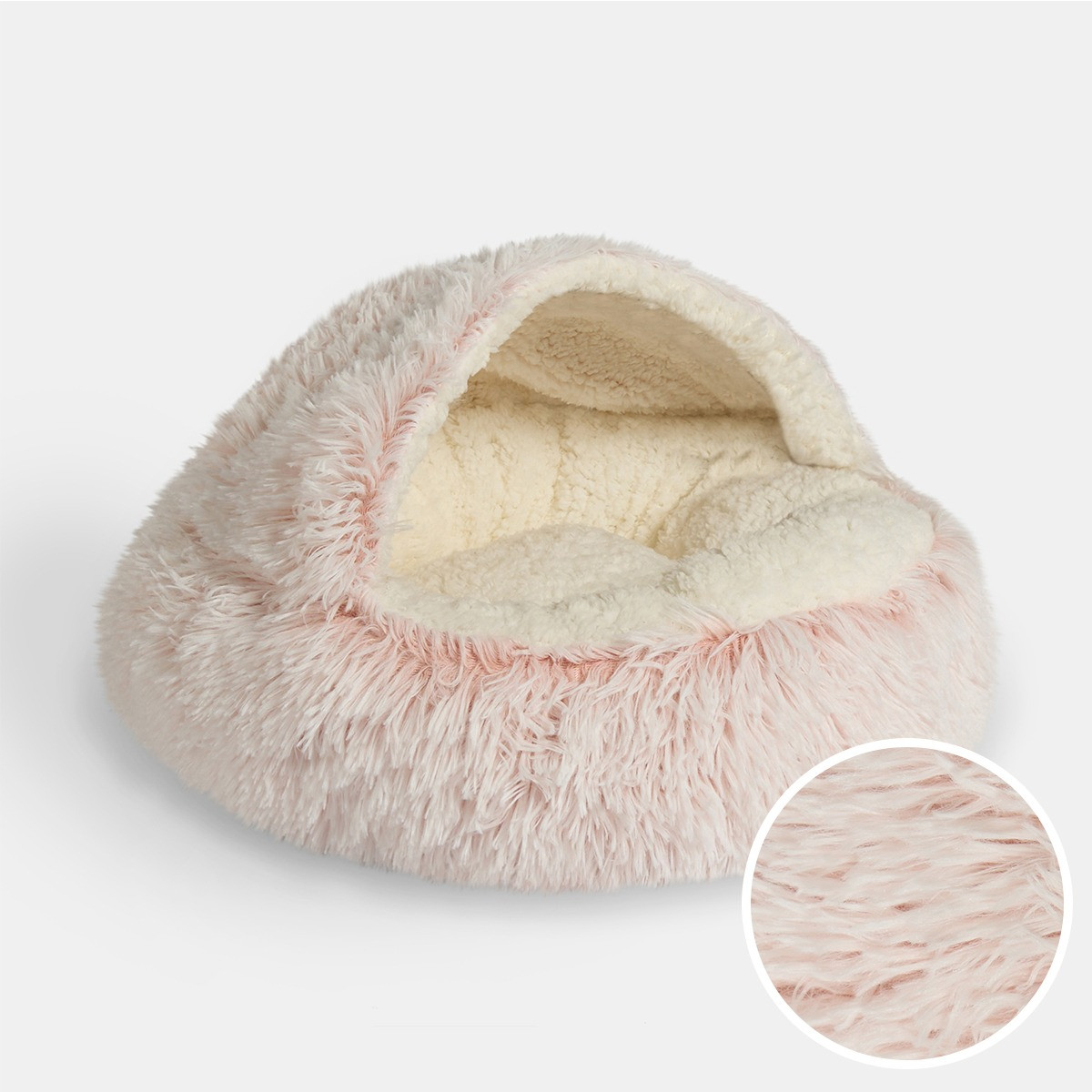 OHS Half Dome Fluffy Pet Bed - Blush>