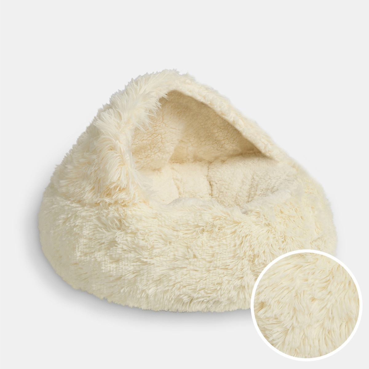 OHS Half Dome Fluffy Pet Bed - Cream>