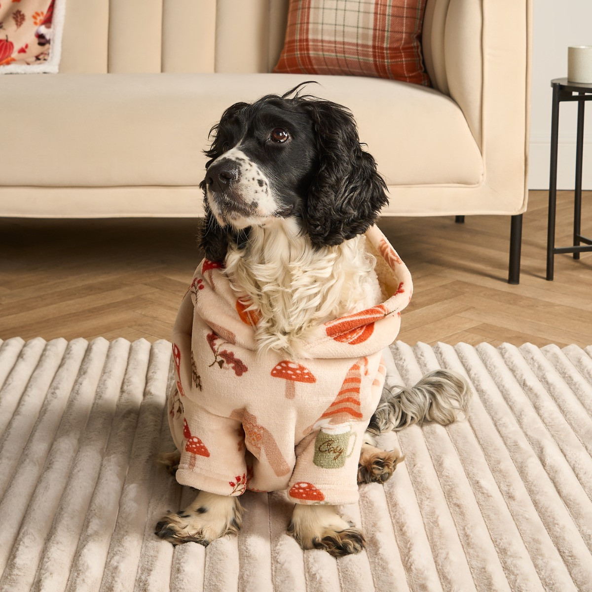 OHS Autumn Print Dog Hoodie Blanket, Beige - Medium>