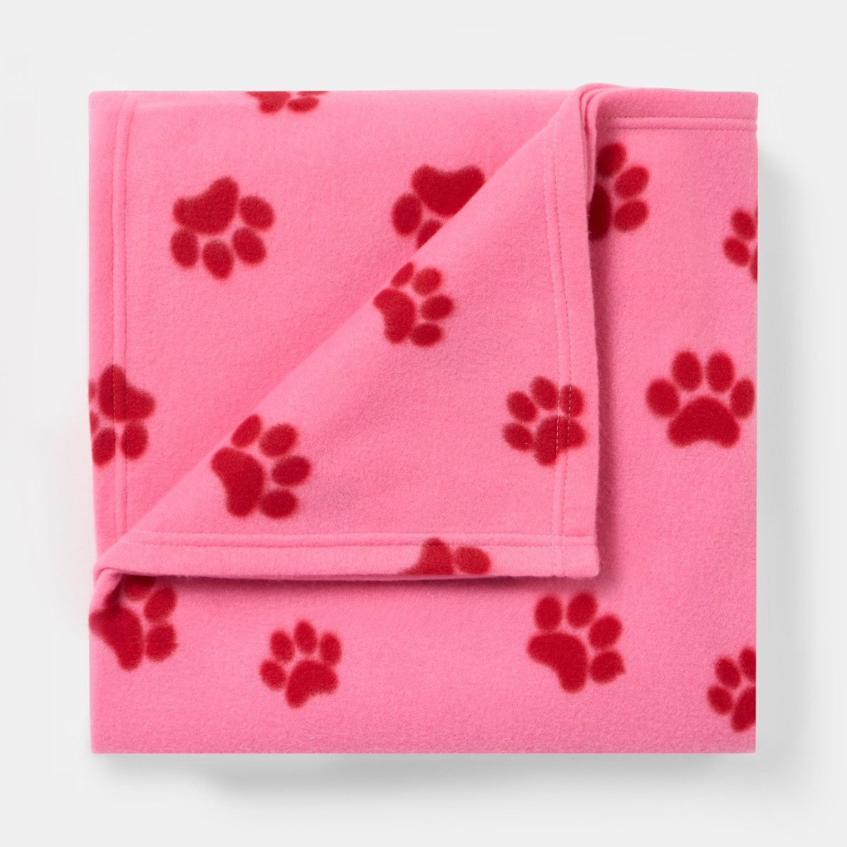 OHS Pet Paw Print Fleece Throw - Pink/Red>