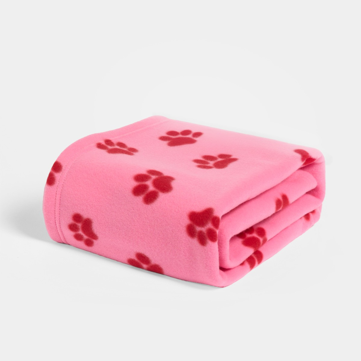 OHS Pet Paw Print Fleece Throw - Pink/Red>