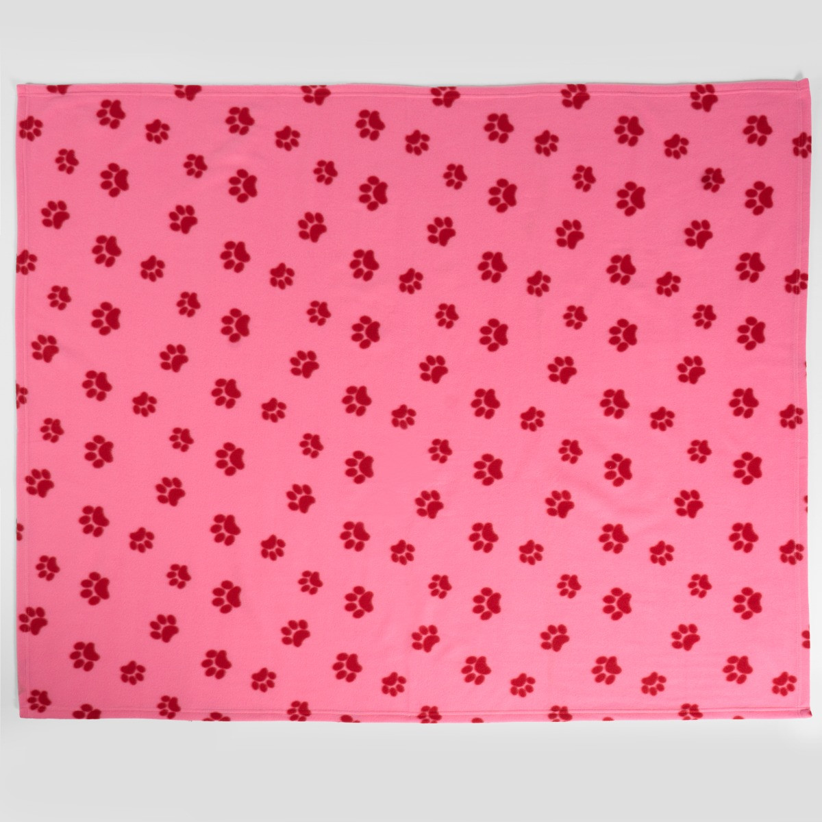 OHS Pet Paw Print Fleece Throw - Pink/Red>