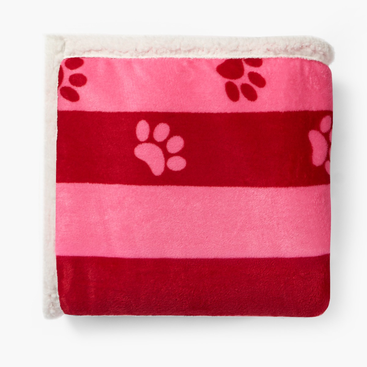 OHS Candy Stripe Paw Print Sherpa Reverse Throw - Pink>