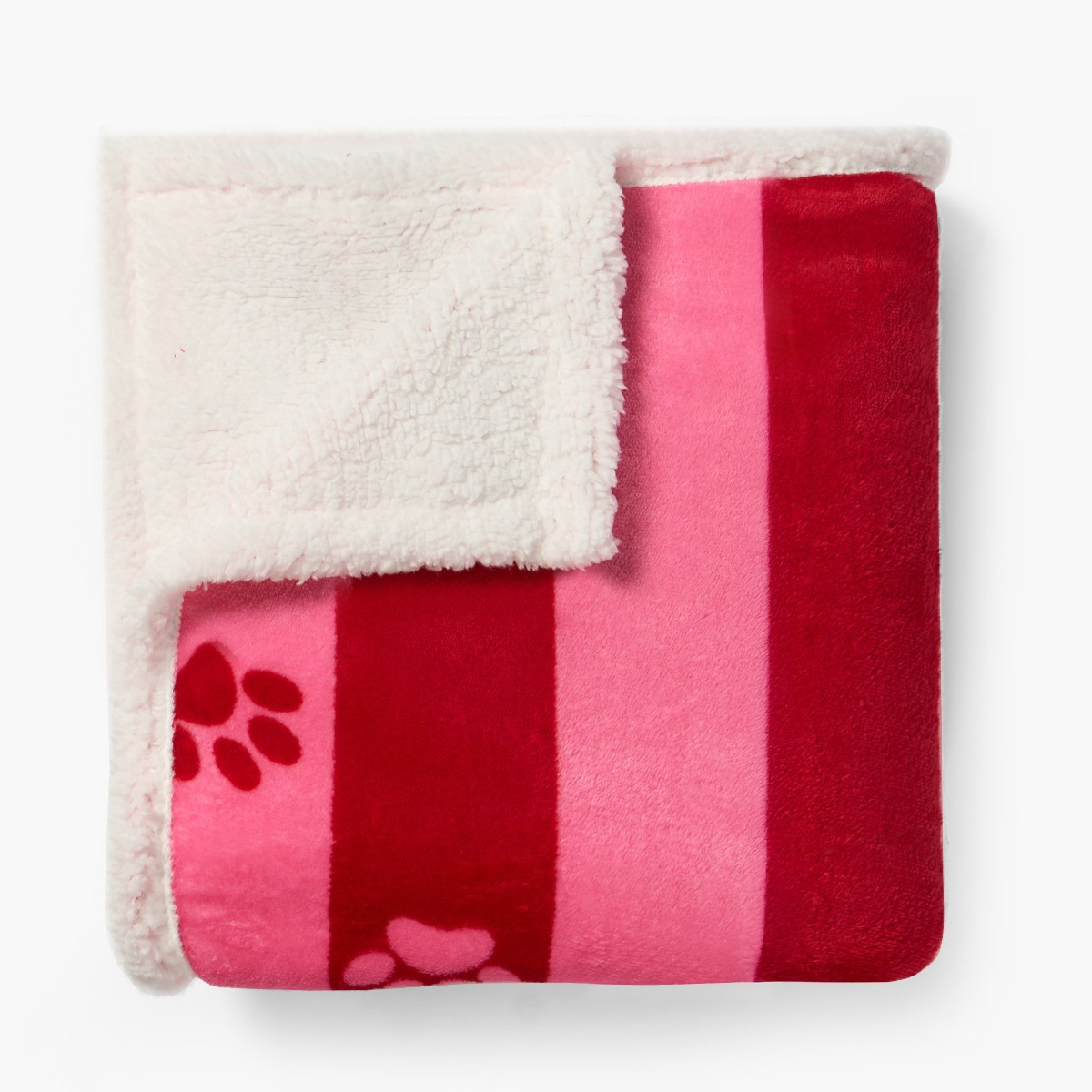 OHS Candy Stripe Paw Print Sherpa Reverse Throw - Pink>