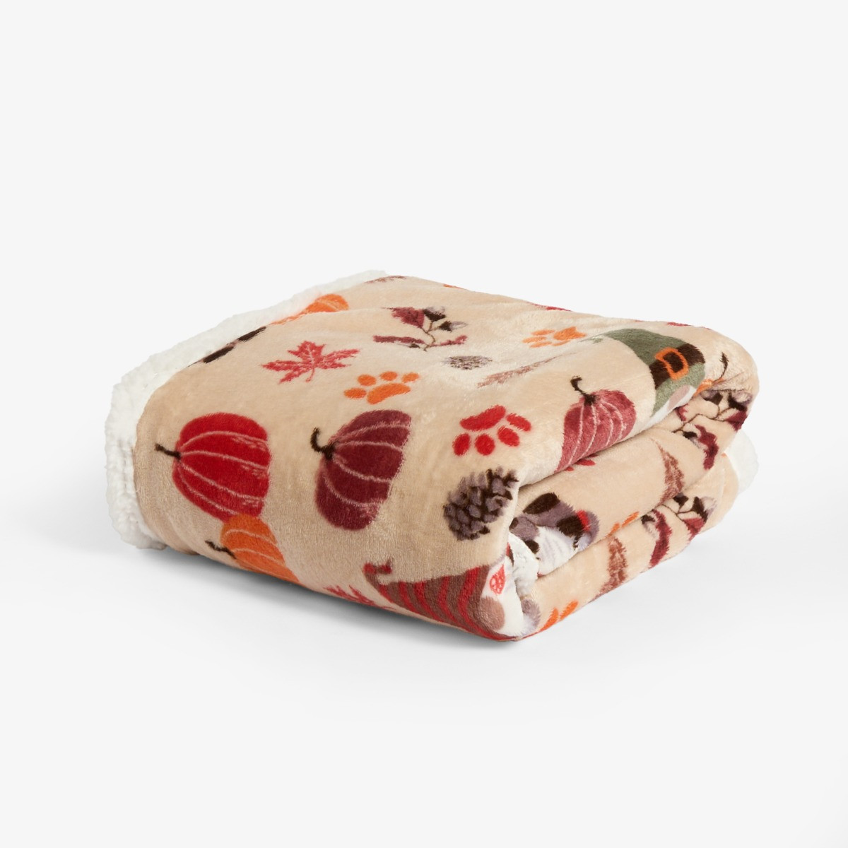 OHS Autumn Paw Print Sherpa Reverse Throw - Natural >