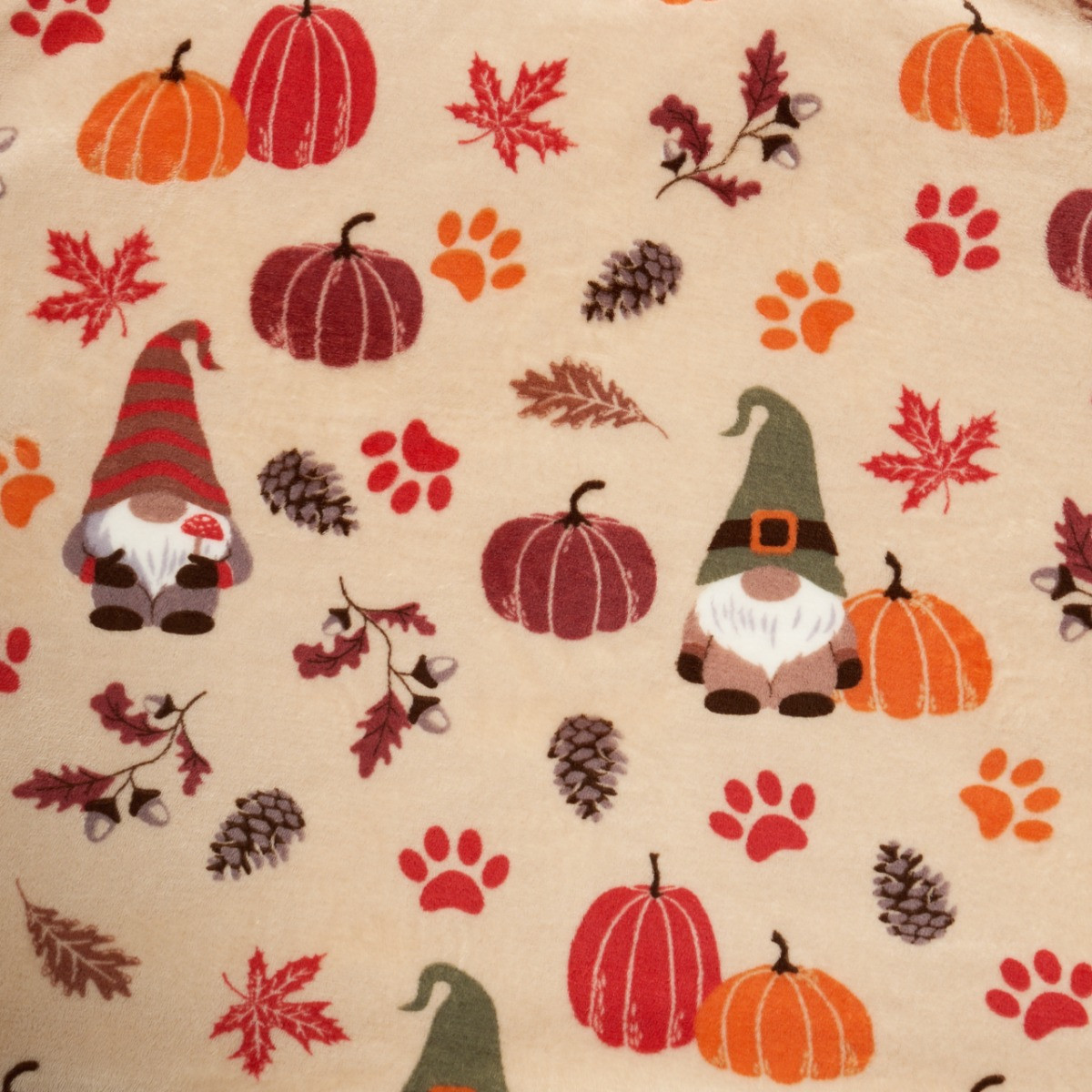 OHS Autumn Paw Print Sherpa Reverse Throw - Natural >