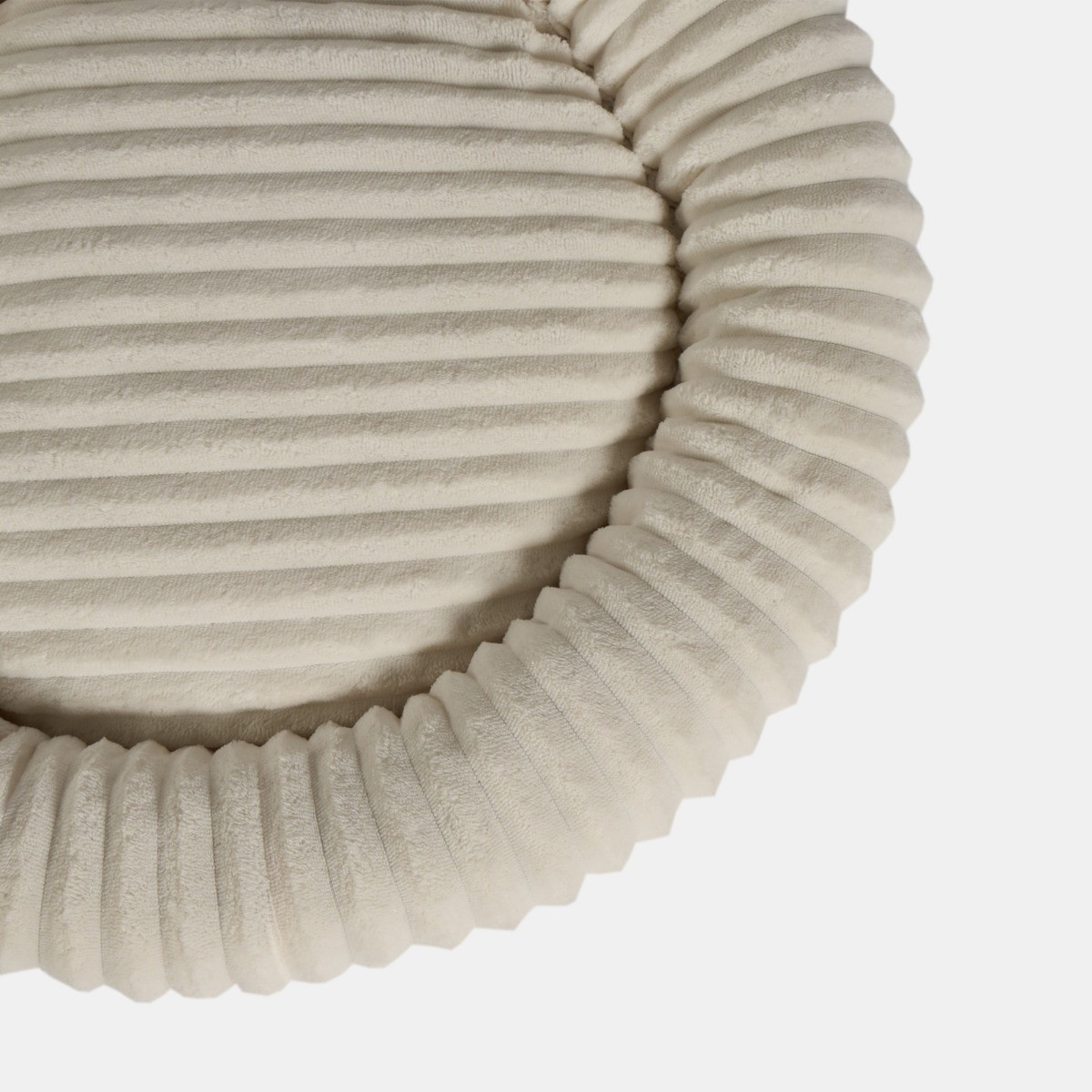 OHS Faux Fur Ribbed Round Pet Bed - Cream>