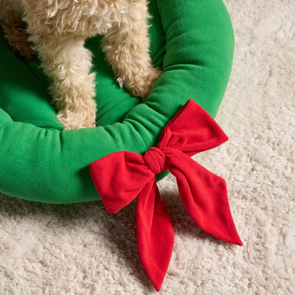OHS Christmas Bow Wreath Pet Bed - Green>