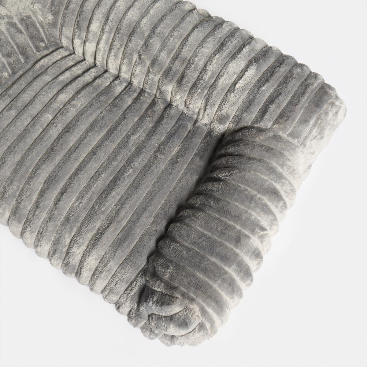 OHS Plush Ribbed Pet Sofa Bed, Grey - Large>