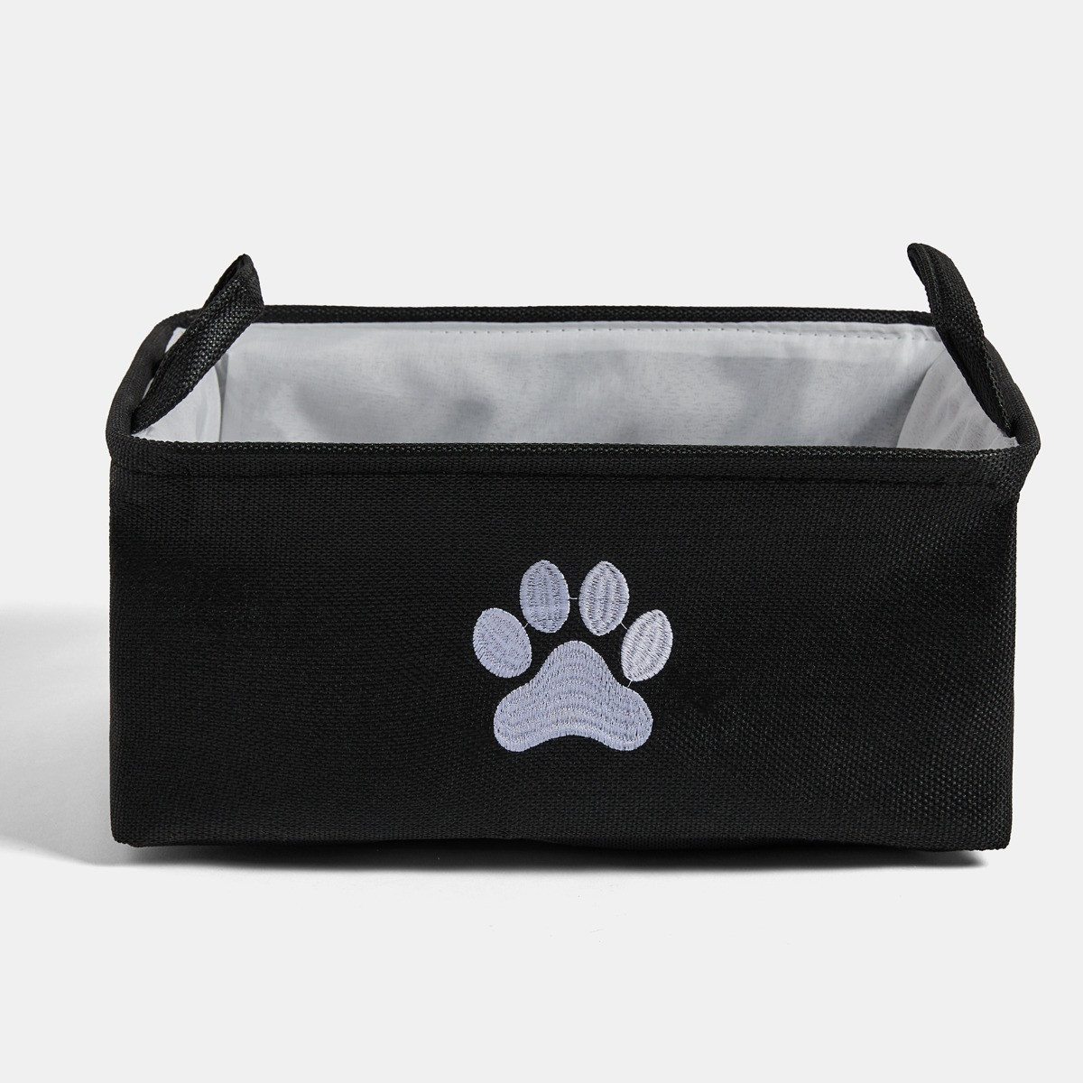 OHS Pet Paw Embroidered Storage Basket - Black>