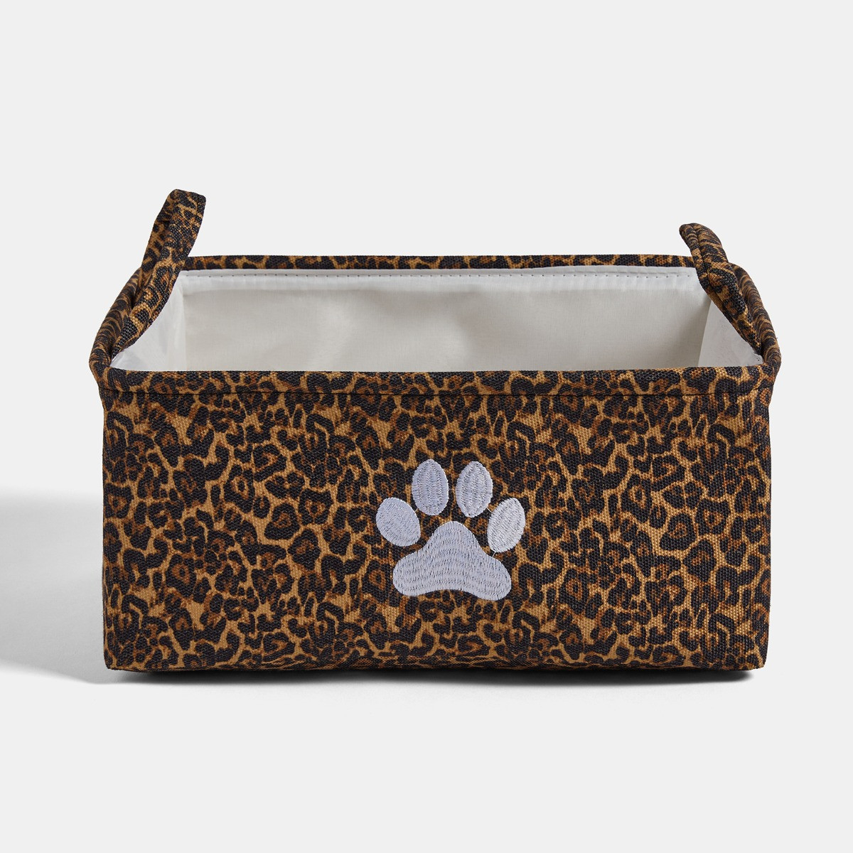 OHS Leopard Print Pet Paw Embroidered Storage Basket - Natural>