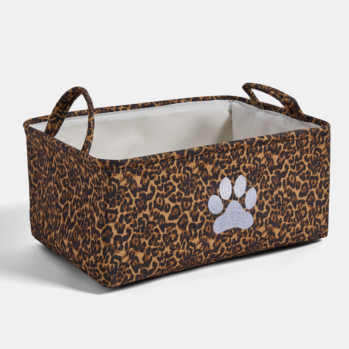 OHS Leopard Print Pet Paw Embroidered Storage Basket - Natural>