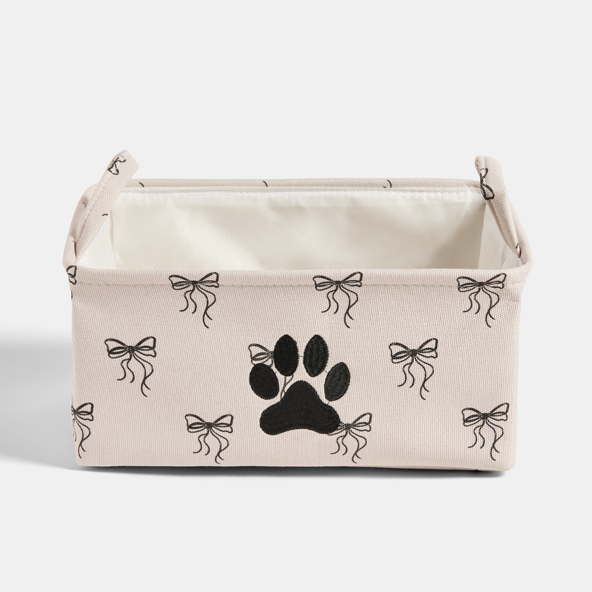 OHS Bow Print Pet Paw Embroidered Storage Basket - Monochrome>