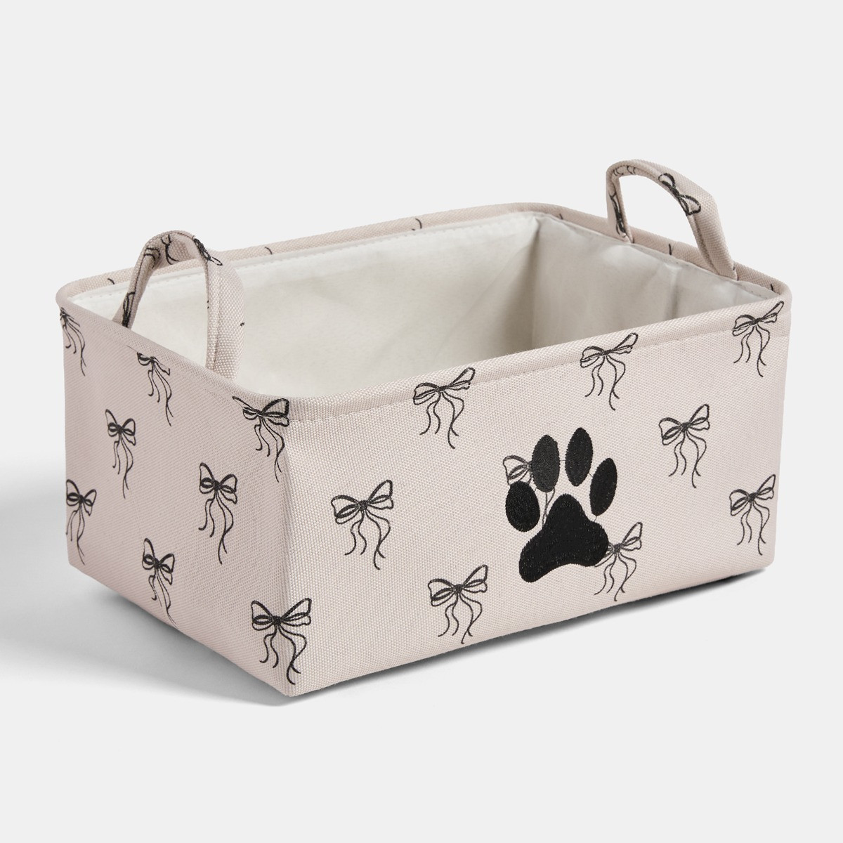 OHS Bow Print Pet Paw Embroidered Storage Basket - Monochrome>