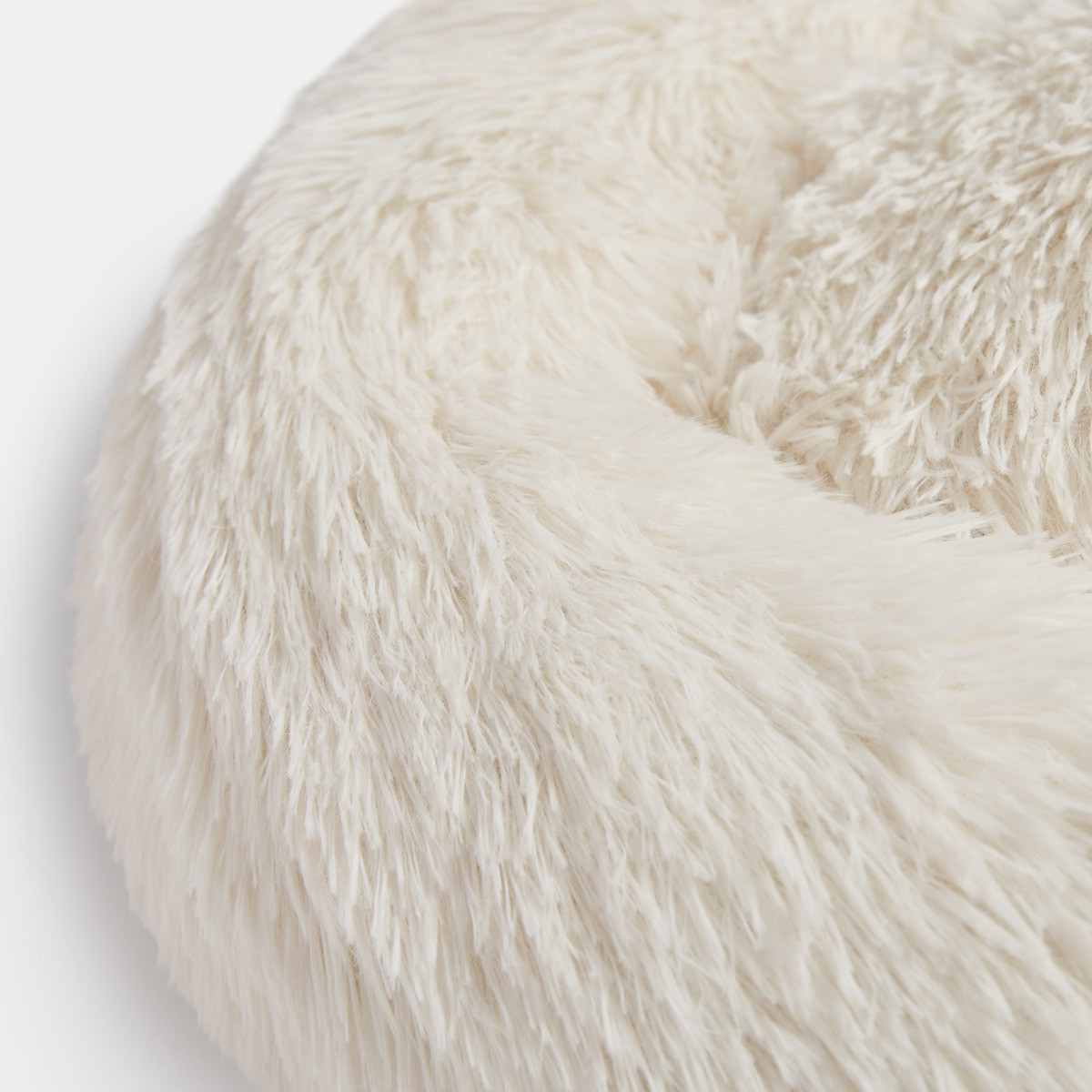 OHS Fluffy Round Calming Pet Bed - Cream>