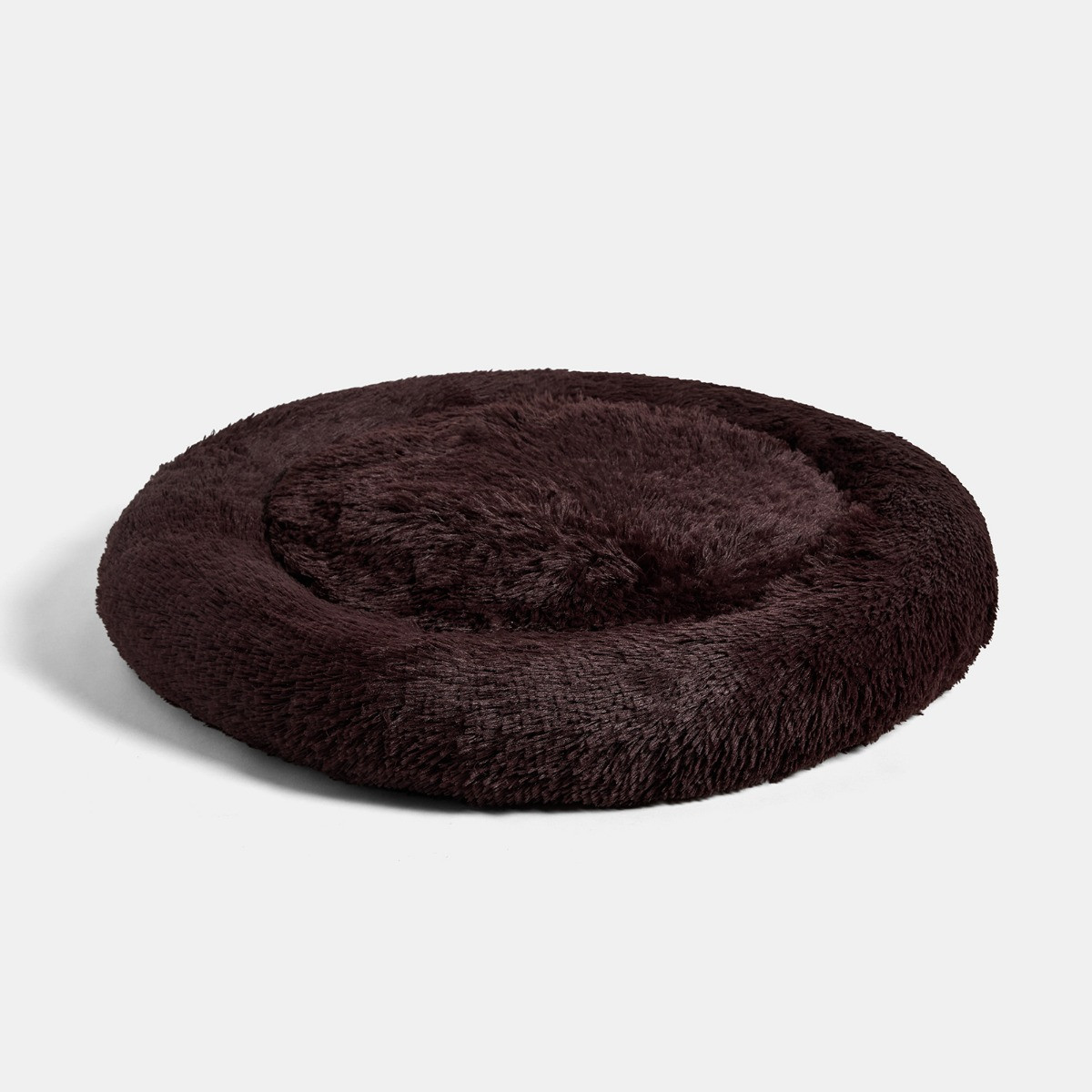 OHS Fluffy Round Calming Pet Bed - Brown>