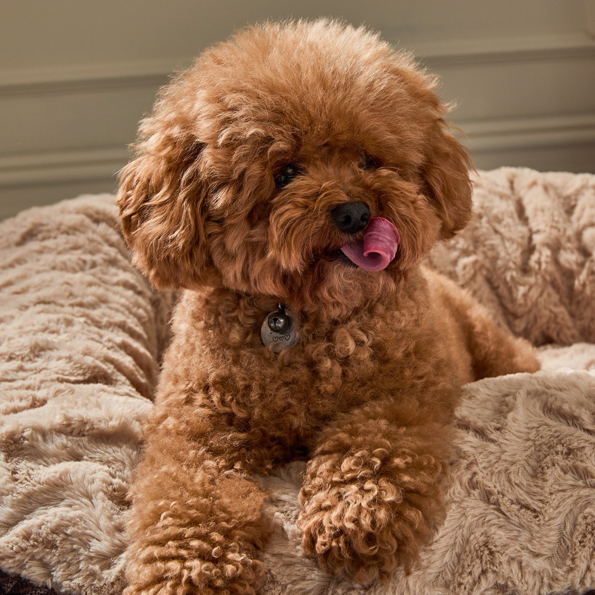 OHS Soft Faux Fur Ribbed Pet Bed, Brown - Extra Large>