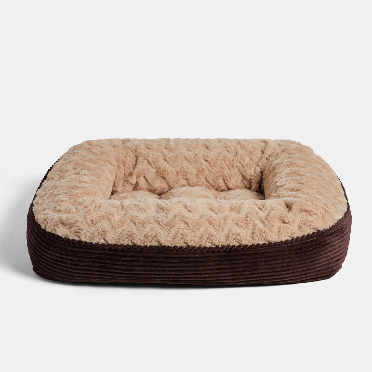 OHS Soft Faux Fur Ribbed Pet Bed, Brown - Extra Large>