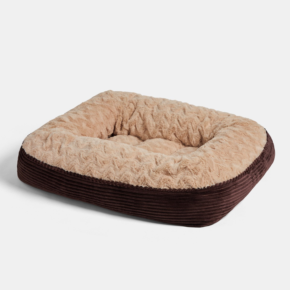 OHS Soft Faux Fur Ribbed Pet Bed, Brown - Extra Large>