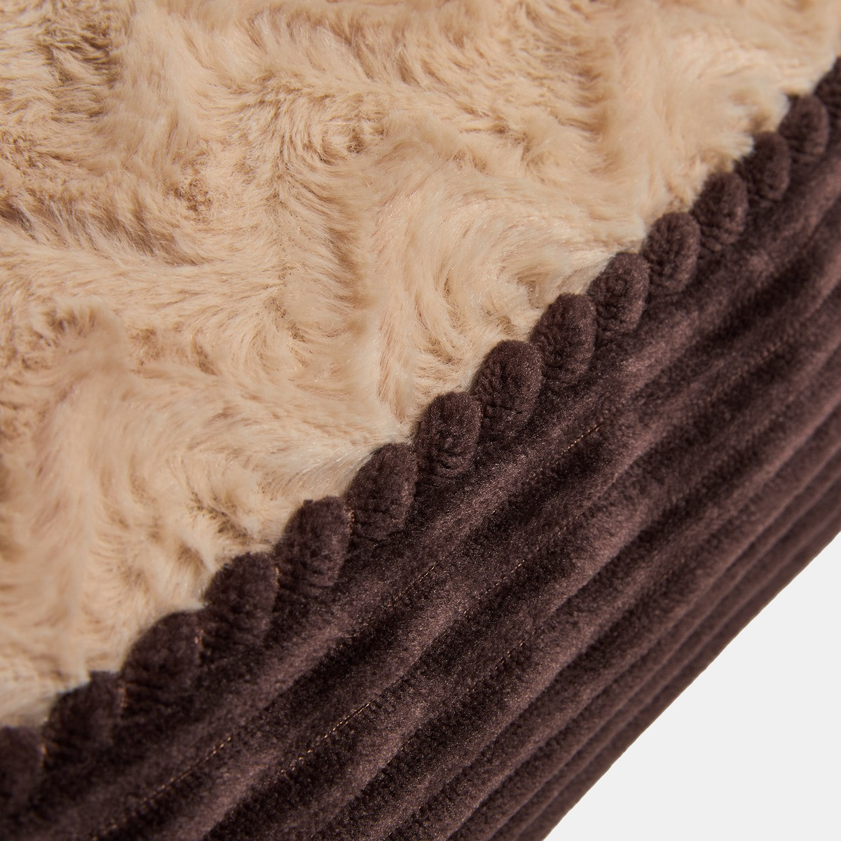 OHS Soft Faux Fur Ribbed Pet Bed, Brown - Extra Large>