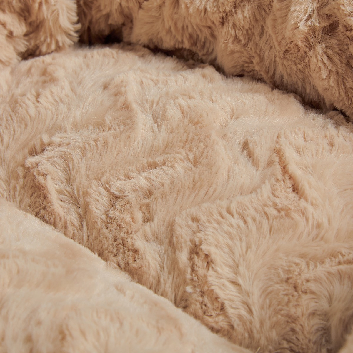 OHS Soft Faux Fur Ribbed Pet Bed, Brown - Extra Large>