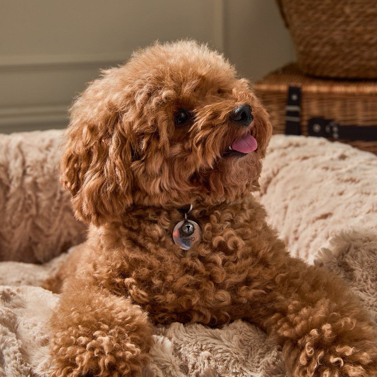 OHS Soft Faux Fur Ribbed Pet Bed, Burgundy - Extra Large>
