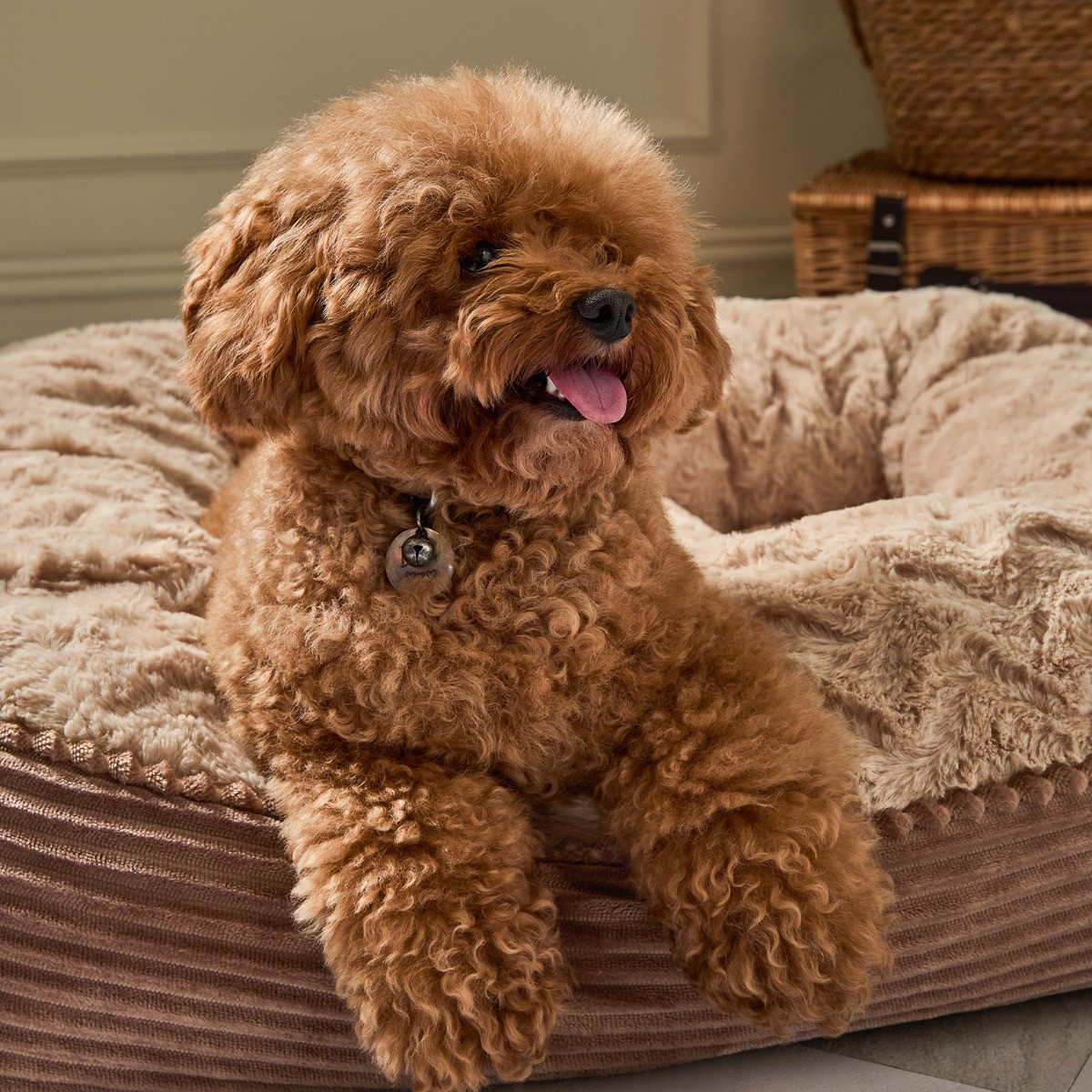 OHS Soft Faux Fur Ribbed Pet Bed, Mink - Extra Large>