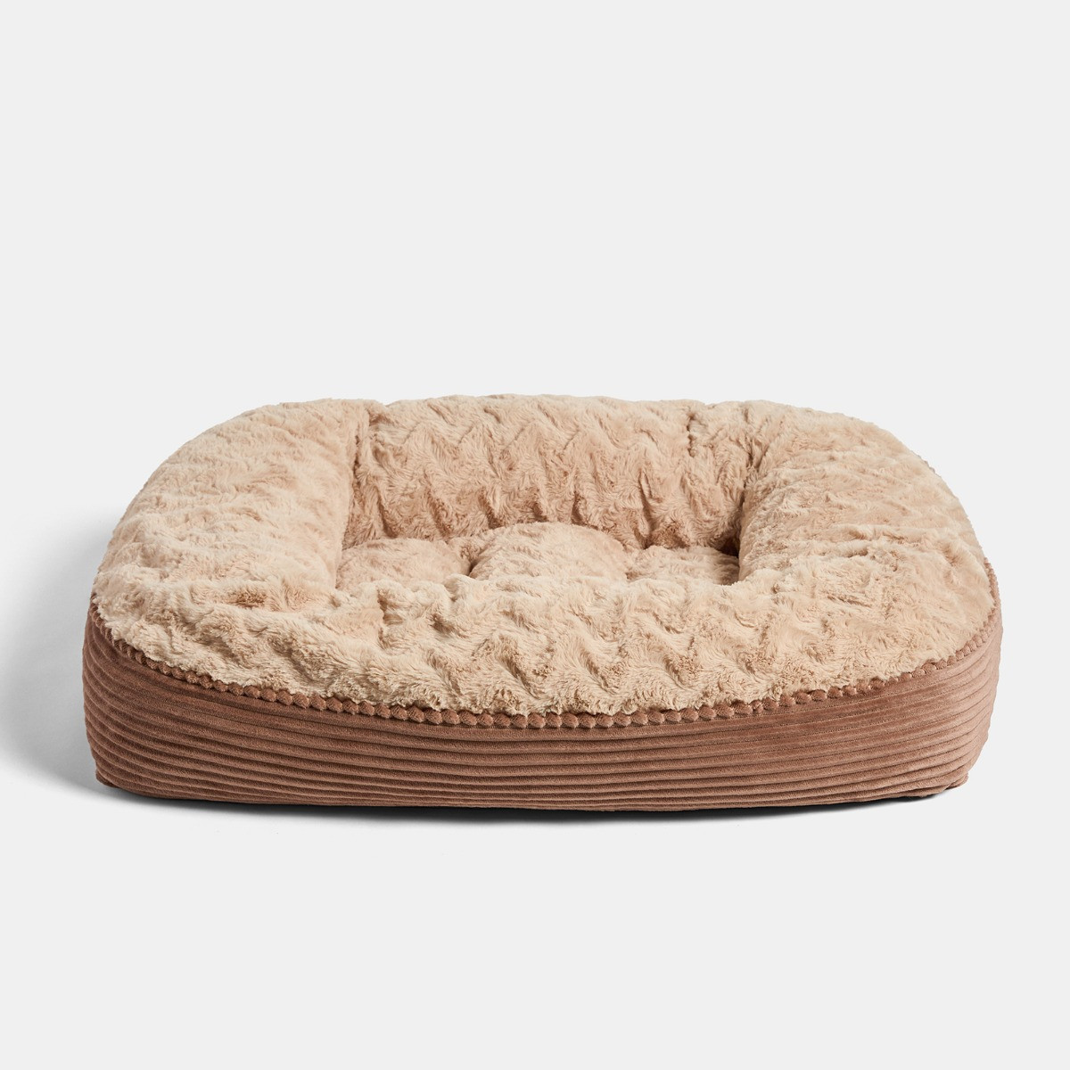 OHS Soft Faux Fur Ribbed Pet Bed, Mink - Extra Large>