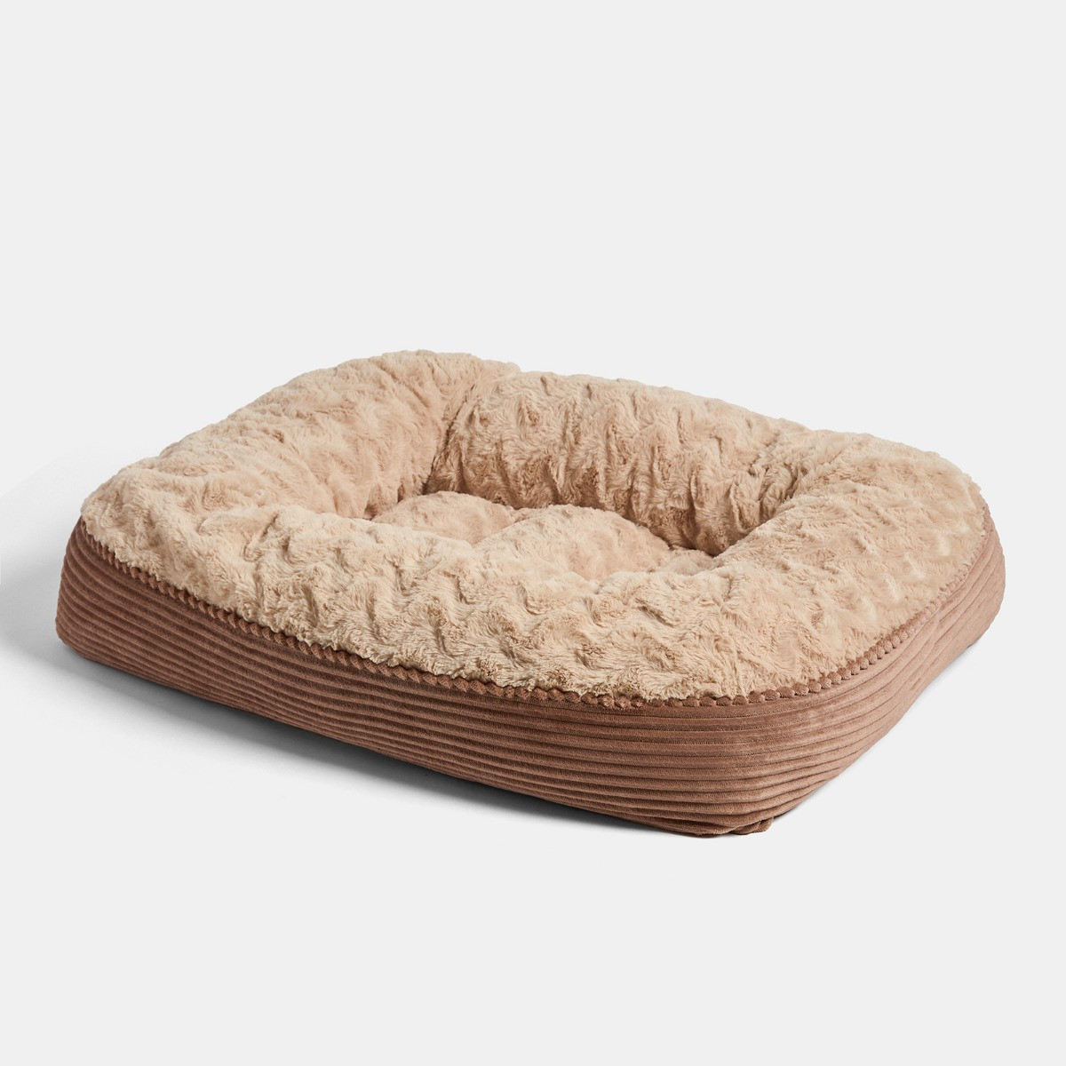 OHS Soft Faux Fur Ribbed Pet Bed, Mink - Extra Large>