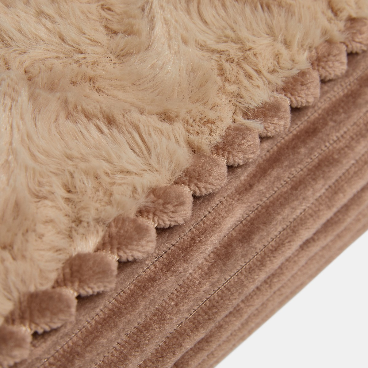 OHS Soft Faux Fur Ribbed Pet Bed, Mink - Extra Large>