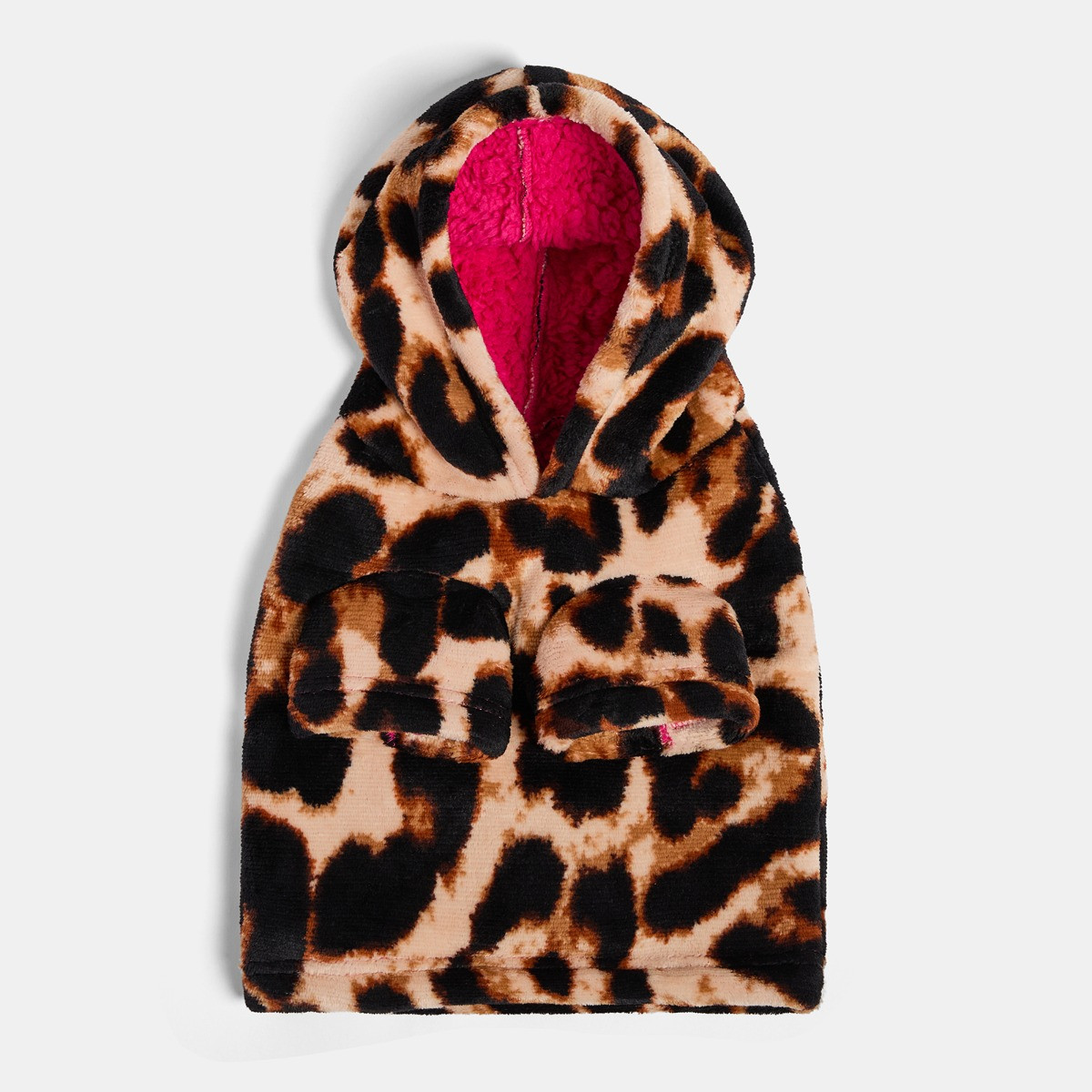 OHS Leopard Print Dog Hoodie Blanket - Natural/Pink>