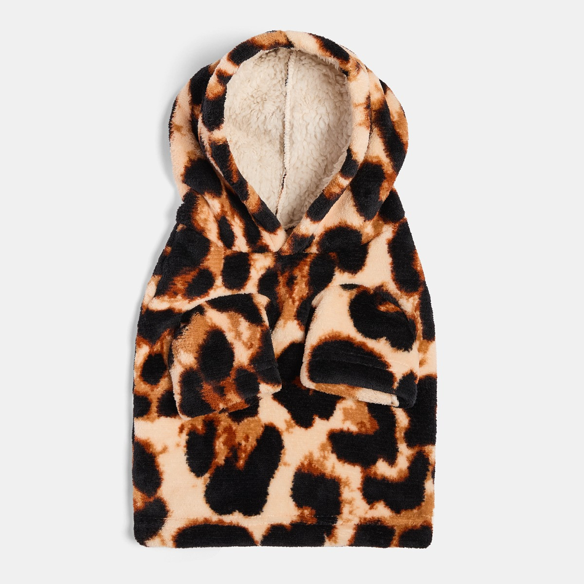 OHS Leopard Print Dog Hoodie Blanket - Natural>