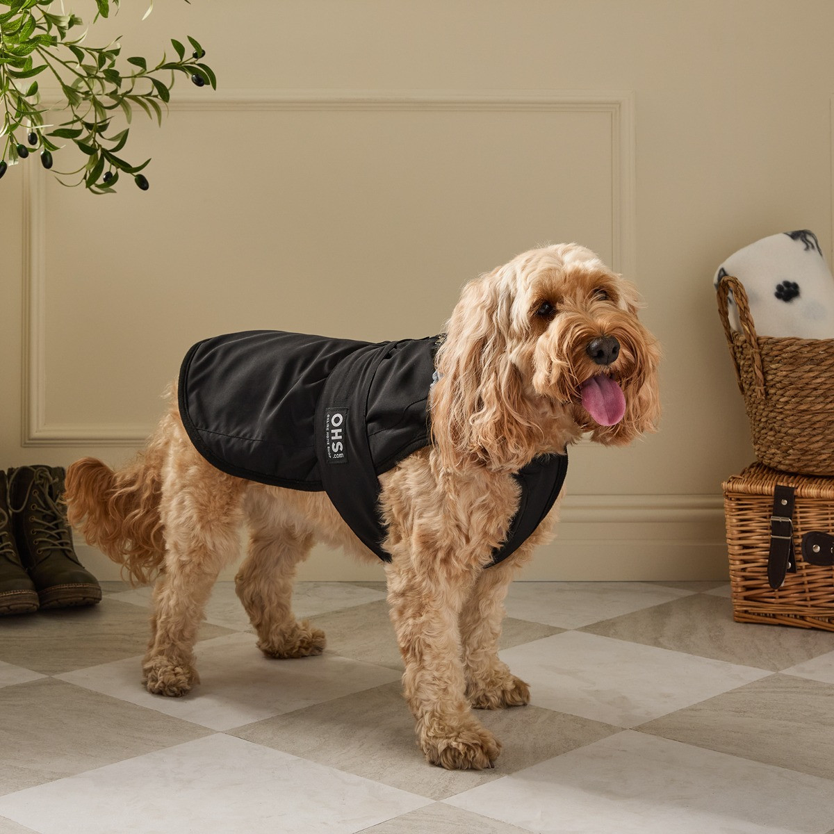 OHS Dog Drying Robe - Black/Charcoal>