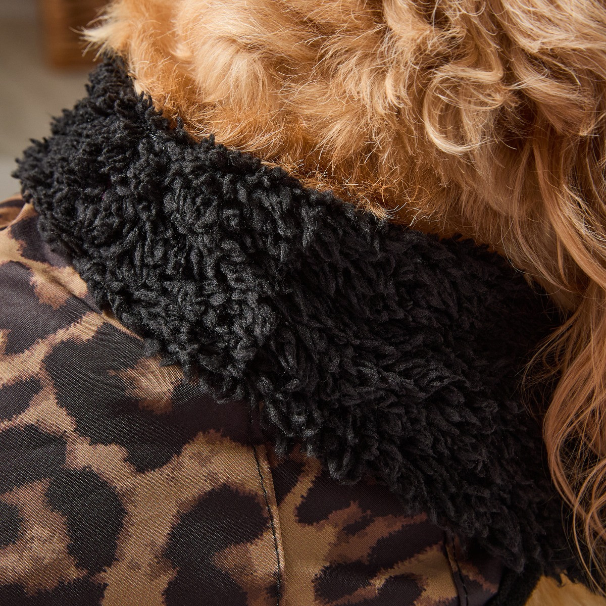 OHS Leopard Print Dog Drying Robe - Natural/Black>