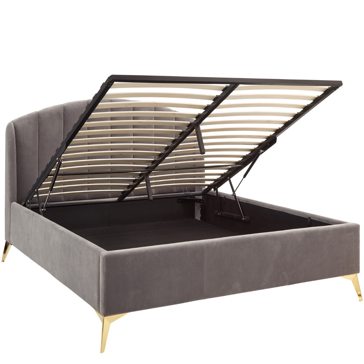 Pettine End Lift Ottoman Storage Bed, 5ft King - Grey>