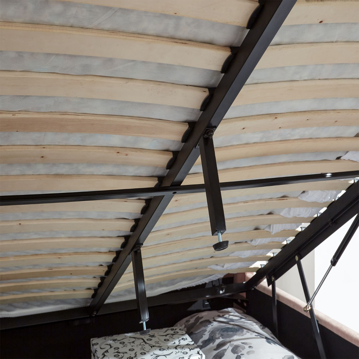 Pettine End Lift Ottoman Storage Bed - Blush Pink>