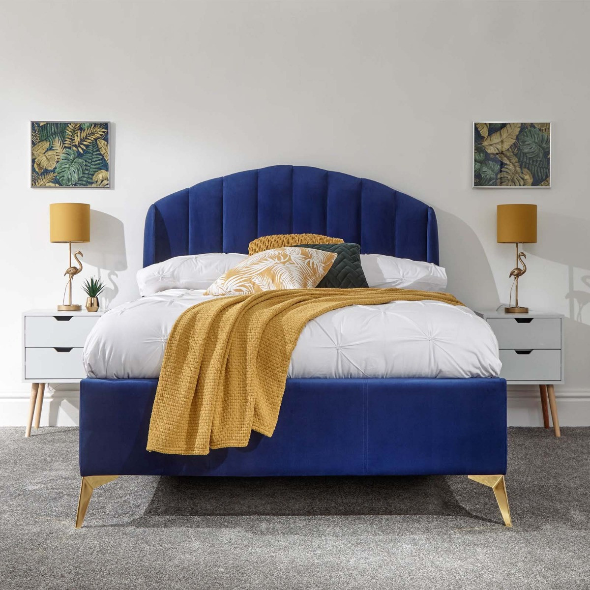 Pettine End Lift Ottoman Storage Bed, 5ft King - Royal Blue>