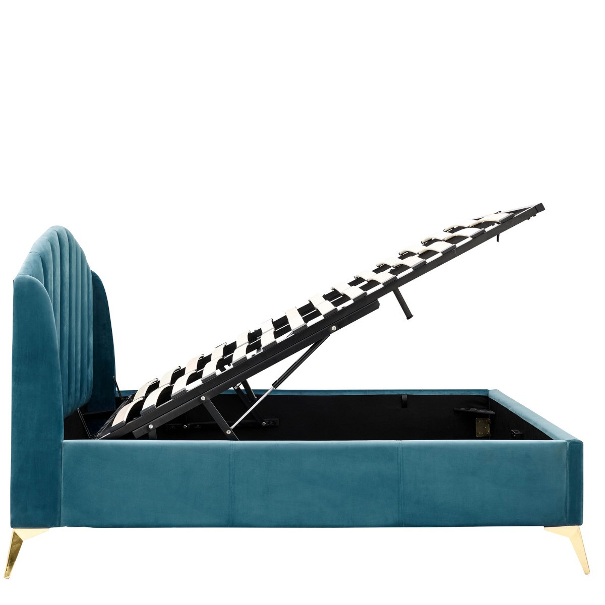 Pettine End Lift Ottoman Storage Bed, 5ft King - Teal>