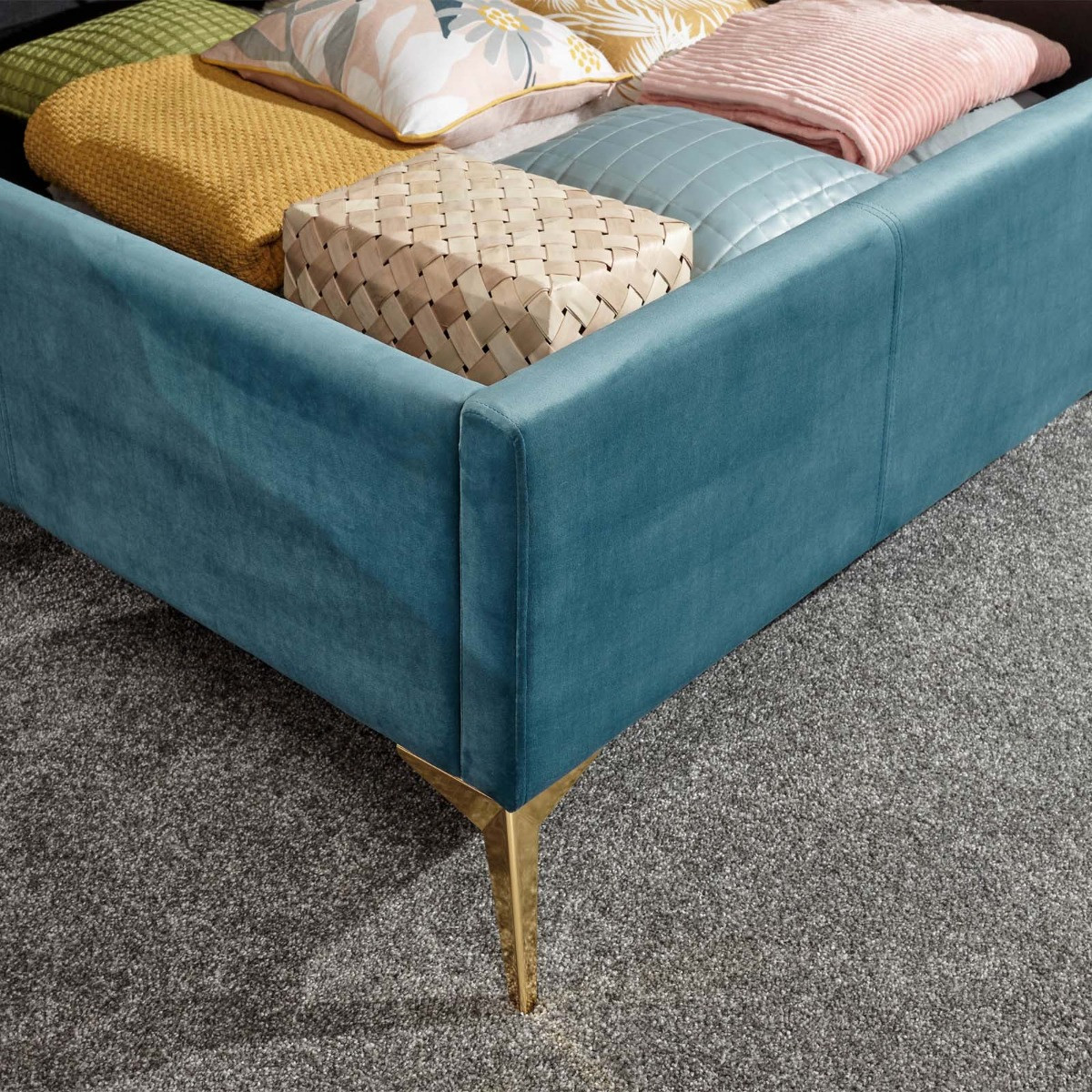Pettine End Lift Ottoman Storage Bed, 5ft King - Teal>