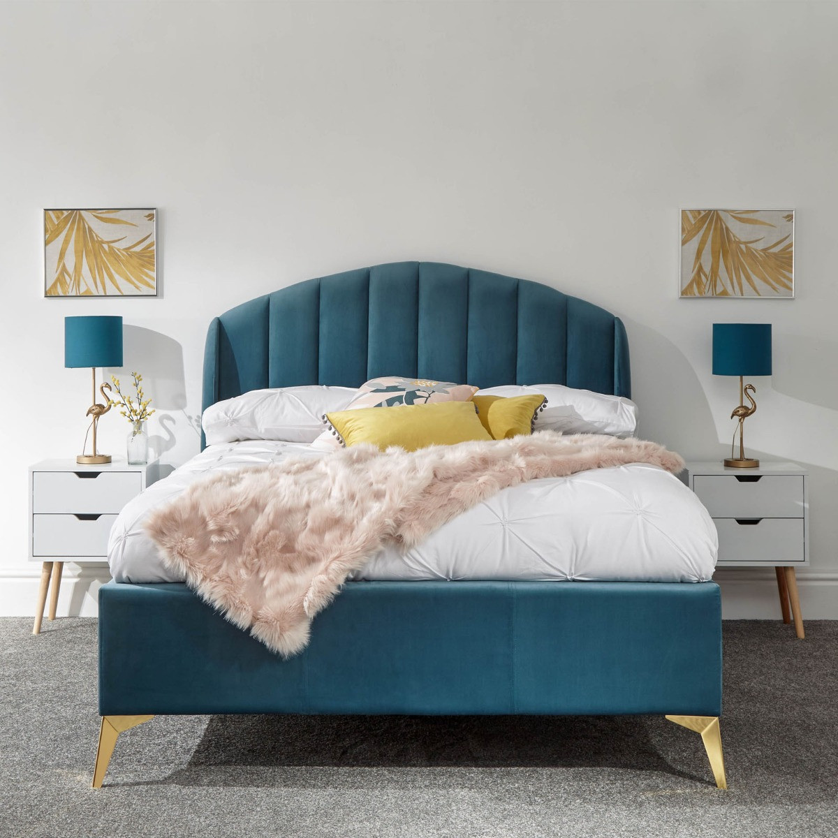 Pettine End Lift Ottoman Storage Bed, 5ft King - Teal>