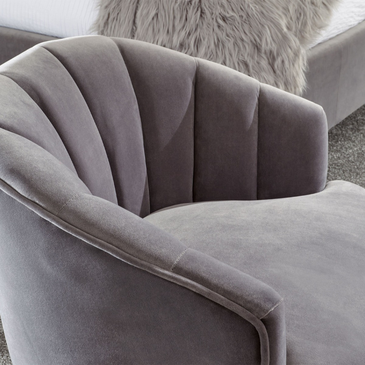 Pettine Upholstered Fabric Accent Chair - Grey>