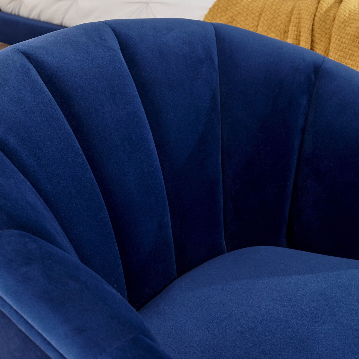 Pettine Upholstered Fabric Accent Chair - Royal Blue>